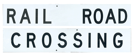 24" Embossed, Die-Cut Metal Sign -- Railroad Crossing (Crossbuck)