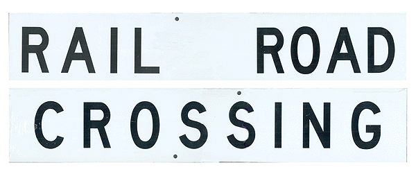 24" Embossed, Die-Cut Metal Sign -- Railroad Crossing (Crossbuck)