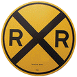 18" Heavy-Duty Aluminum Sign -- Railroad Crossing Advance Warning (round; yellow & black)