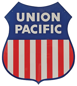 16 x 18" Heavy Gauge Aluminum Sign -- Union Pacific Shield Logo (red, white, blue)