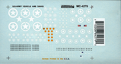 Military - United States - Vehicle Decals -- Mini-Cal All Vehicles - Tanks, Jeeps, etc. (1940s+)