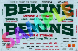Trucking Company Vehicles Mini-Cals -- Bekins Moving & Storage 40' Tractor/Trailer (1970-1980)