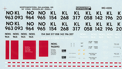Private Owner Freight Cars - Mini-Cals -- Northwestern Oklahoma (NOKL) 50' Coal Gondola (1999+)