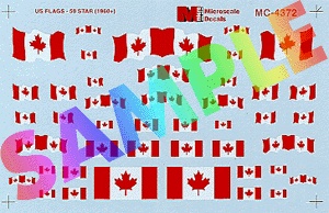 Canadian Flags -- Mini-Cal Red & White w/Maple Leaf (1965+)