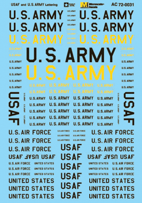 Railroad Decal Set -- United States Air Force & Army Lettering