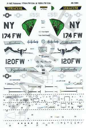 Military Decal Set -- U.S. F-16C Falcons: 120th FW & 174th FW