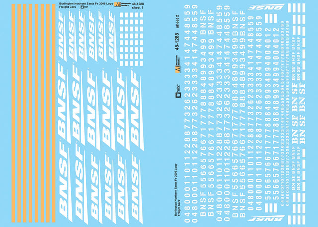 Railroad Decal Set -- BNSF Freight Cars 2006 White Wedge/Swoosh Logos