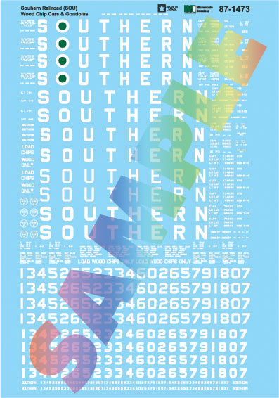 Railroad Decal Set -- Southern Railway Wood Chip Cars & Gondolas