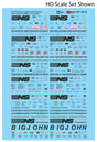Railroad Decal Set -- Norfolk Southern ACF, Trinity, PS 4000cu ft & Larger Covered Hoppers