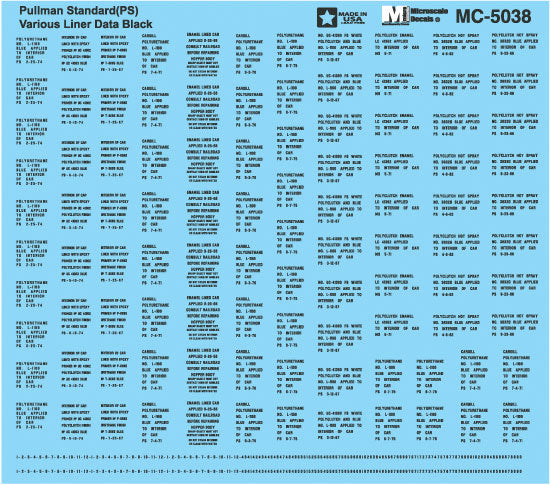 Railroad Decal Set -- Pullman Standard Hopper Car Data (black)