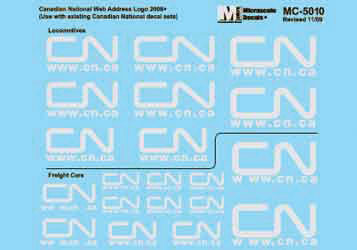 Canadian National - CN -- Mini-Cal Locos & Freight Cars (Noodle Logo w/Website Address - Various Sizes)