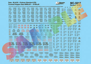 Railroad Decal Set -- Pullman Standard P-S 4750 Covered Hopper Data (black)
