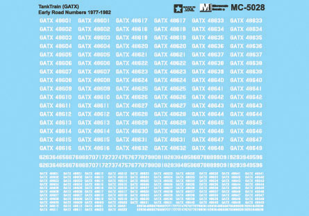Railroad Decal Set -- GATX TankTrain #1977-1982