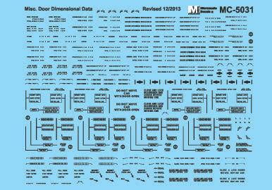 Railroad Decal Set -- Miscellaneous Door Dimensional Data (black)
