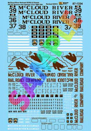 McCloud River Railroad - MCRR -- SD38-2, Double-Door Boxcars & Cabooses 1969-81 Use w/605003, 604280, PS-8-1/