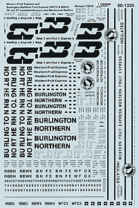 Burlington Northern - BNFE & WFCX -- Yellow Insulated Boxcars & Mechanical Reefers; use w/#605003, 604280
