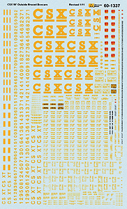 Railroad Decal Set -- CSX 50' Outside-Braced/Exterior-Post Boxcars