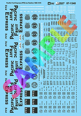 Railroad Decal Set -- Pacific Fruit Express PFE Ice Reefers 1960 - 1978-1