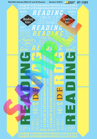 Raildoad Decal Set -- Reading 40 & 50' Boxcars