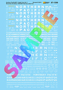 Railroad Decal Set -- Northern Pacific Wood Chip Gondolas, Stock Cars & Flatcars