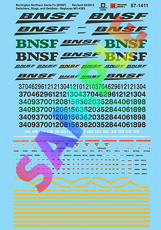 Railroad Decal Set -- BNSF Railway Diesel Locomotive Remotes, Slugs, Switchers & Gensets