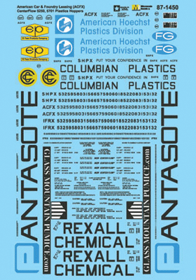 Railroad Decal Set -- ACF Leasing ACFX 5250, 5701 Plastics Covered Hoppers-1
