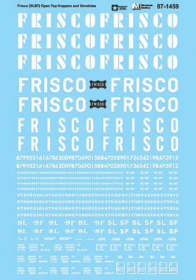 Railroad Decal Set -- St. Louis-San Francisco (Frisco/SLSF) Open Top Hoppers & Gondolas