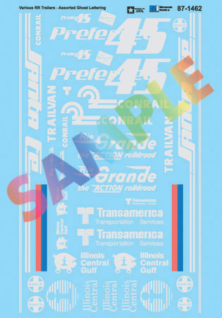 Vehicle Decal Set -- Ghost Lettering for Various Railroad-Owned Trailers (Faded Previous Owners)