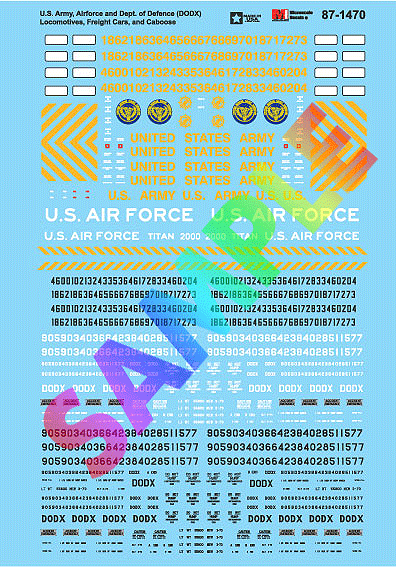 Railroad Decal Set -- U.S. Army, Airforce & Dept. Of Defense DODX Locos, Freight Cars & Cabooses-1