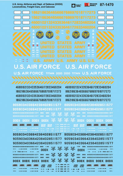 Railroad Decal Set -- U.S. Army, Airforce & Dept. Of Defense DODX Locos, Freight Cars & Cabooses-2
