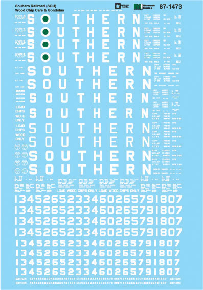 Railroad Decal Set -- Southern Railway Wood Chip Cars & Gondolas-2