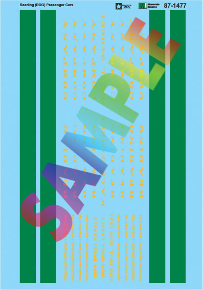 Railroad Decal Set -- Reading RDG Passenger Cars