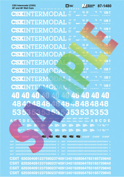 Railroad Decal Set -- CSX Intermodal CSXI 40 & 48' Well Cars