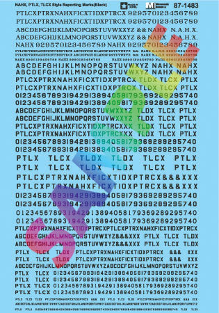 Railroad Decal Set -- NAHX, PTLX, TLCX Style Reporting Marks (black)