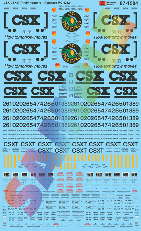 Railroad Decal Set -- CSX Trinity Covered Hoppers (Replaces #460-4212)