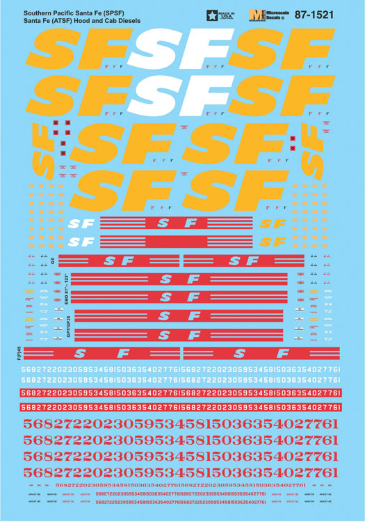 Railroad Decal Set -- Southern Pacific Santa Fe  Merger Scheme Diesels ATSF Repaints