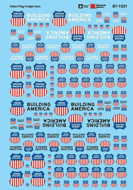 Railroad Decal Set -- Union Pacific Fallen Flags Freight Cars