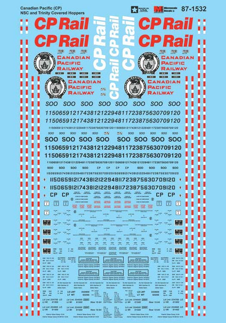 Railroad Decal Set -- Canadian Pacific NSC and Trinity Covered Hoppers