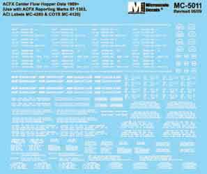 Railroad Decal Set -- ACFX Centerflow Hopper Data (white)