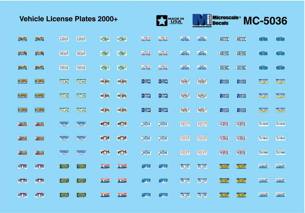 Vehicle Decal Set -- Vehicle License Plates 2000 and Later