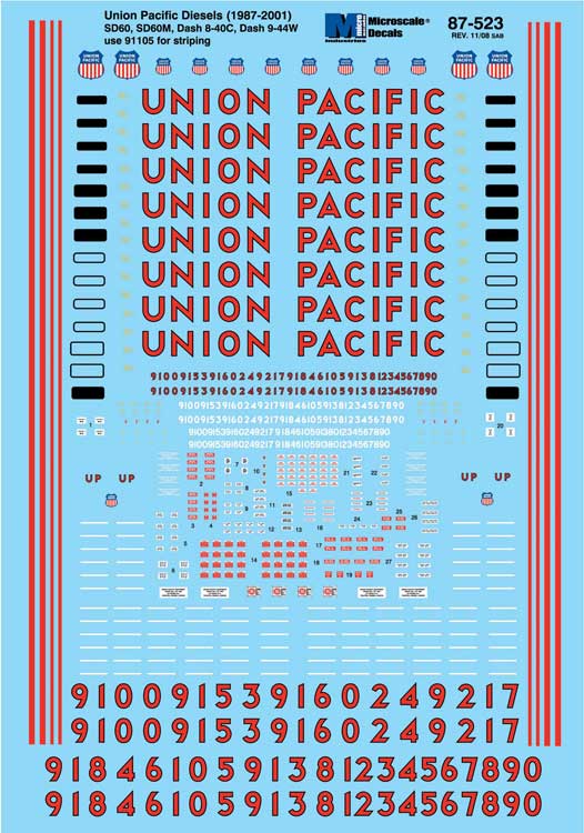 Railroad Decal Set - UP -- C40-8, SD60 Diesels