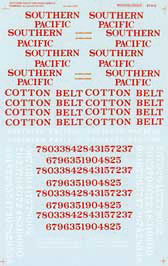 Railroad Decal Set - SP -- Red Names & Numbers for Hood Unit Diesels 1989
