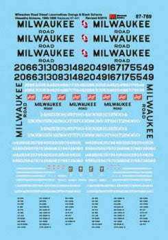 Railroad Decal Set - MILW -- Milwaukee Road Diesels 1960-87 (orange, black, Incl. Final Hiawatha Scheme)