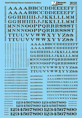 Alphabets and Numbers -- Stencil Railroad Roman (black)