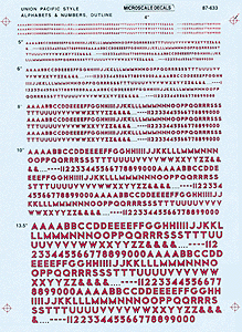 Alphabets & Numbers - Union Pacific Style -- Red w/Black Outline