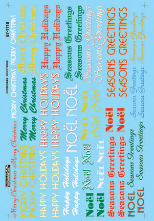Christmas Train Graphic Decals -- Holiday Greetings (red, white, gold, green, blue)