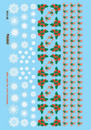 Railroad Decal Set -- Christmas Train Graphics Holly & Snowflakes