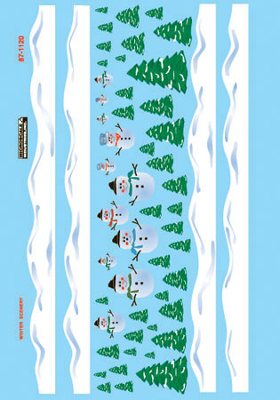 Railroad Decal Set -- Christmas Train Graphics Snowman Scenes