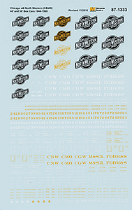 Chicago & North Western - CNW -- 40 & 50' Boxcars (Yellow & White Lettering) 1944-1968