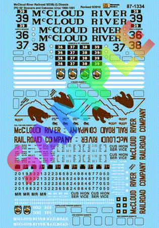 McCloud River Railroad - MCRR -- SD38-2, Double-Door Boxcars & Cabooses (1969-1981) (Use w/#4280, -5003, -911